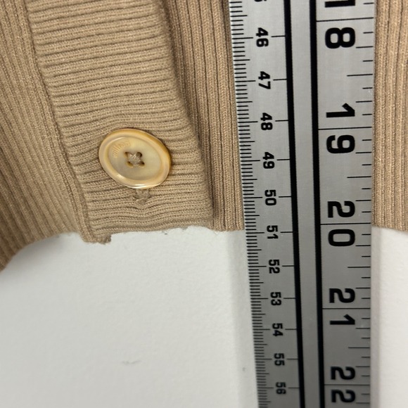 Aritzia Wilfred Alessia Puff Sleeve Cardigan Taupe Beige Sand Womens Size Large - Picture 13 of 16